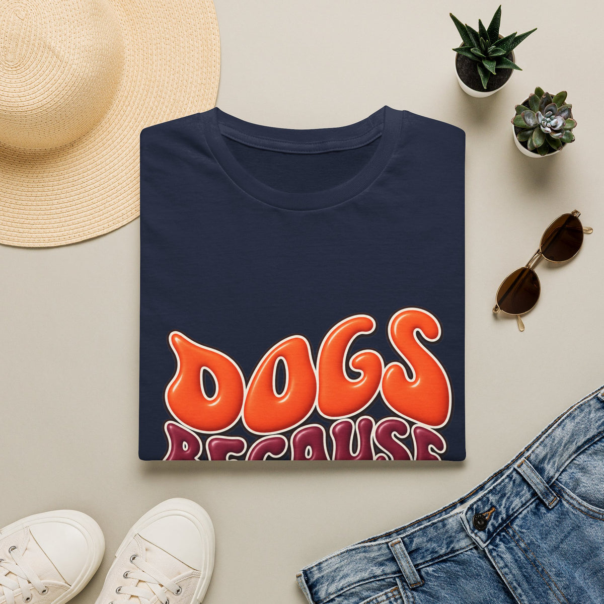 Dogs Because Dudes T-Shirt — Retro Funky Tee for Dog Lovers