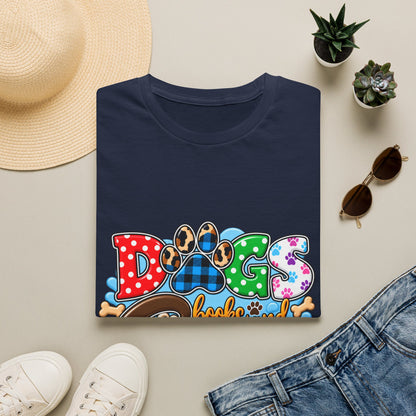 Dog Mom T-Shirt — "Dogs, Books and Coffee"