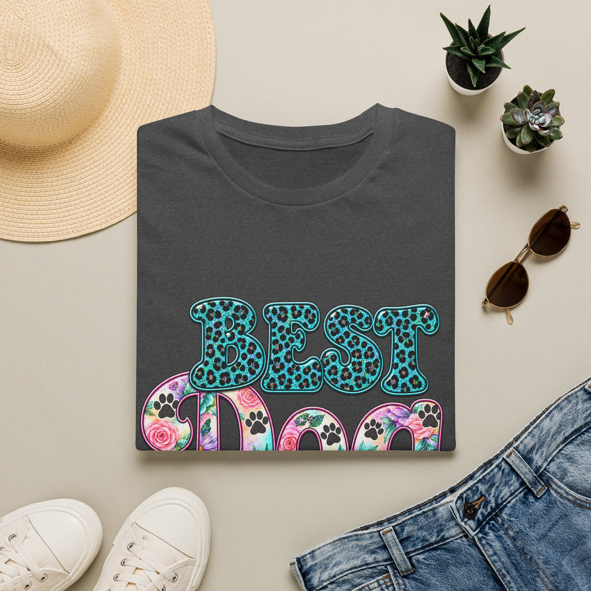 Best Dog Mom T-Shirt — Floral Leopard Pet Lover Tee