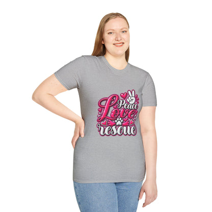 Rescue Love T-Shirt — "Peace Love Rescue" Pet Rescue Animal Advocate Tee