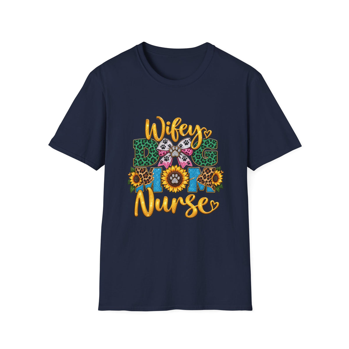 Wifey Dog Mom Nurse T‑Shirt — Floral Leopard Pet Lover Tee