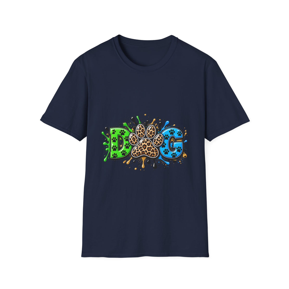 Dog Paw Splash T-Shirt Leopard Print Paw Graphic