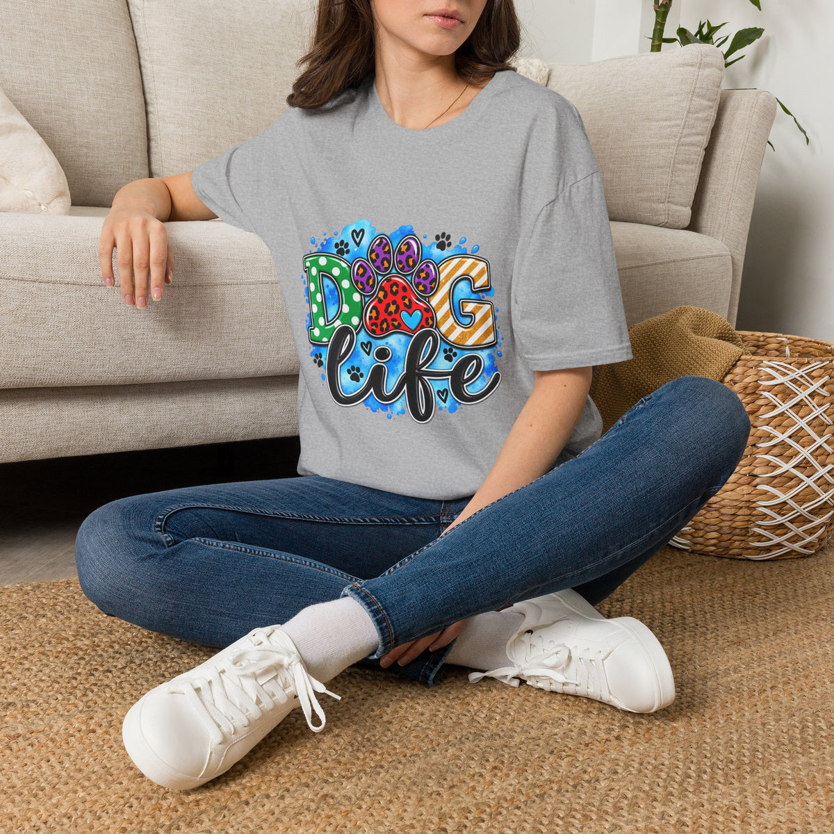 Dog Life T-Shirt — Colorful Paw Print Rescue Lover Tee