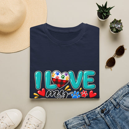 I Love My Dog Colorful Paw Heart T-Shirt
