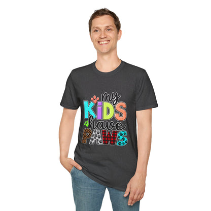 My Kids Have Paws T-Shirt — Colorful Pet Parent Mom Tee