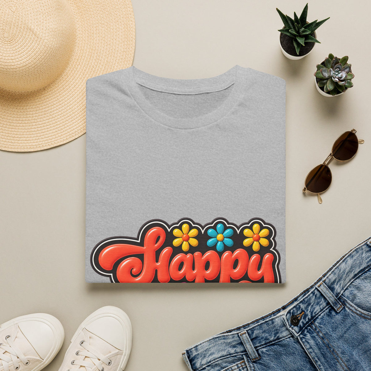 Happy Kisses T-Shirt — Retro Floral Graphic Tee