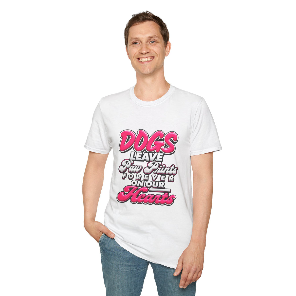 Dog Lover T-Shirt — "Dogs Leave Paw Prints Forever on Our Hearts" Graphic Tee