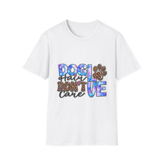 Dog Mom T-Shirt - "Dog Hair Don’t Care" Leopard Paw Graphic