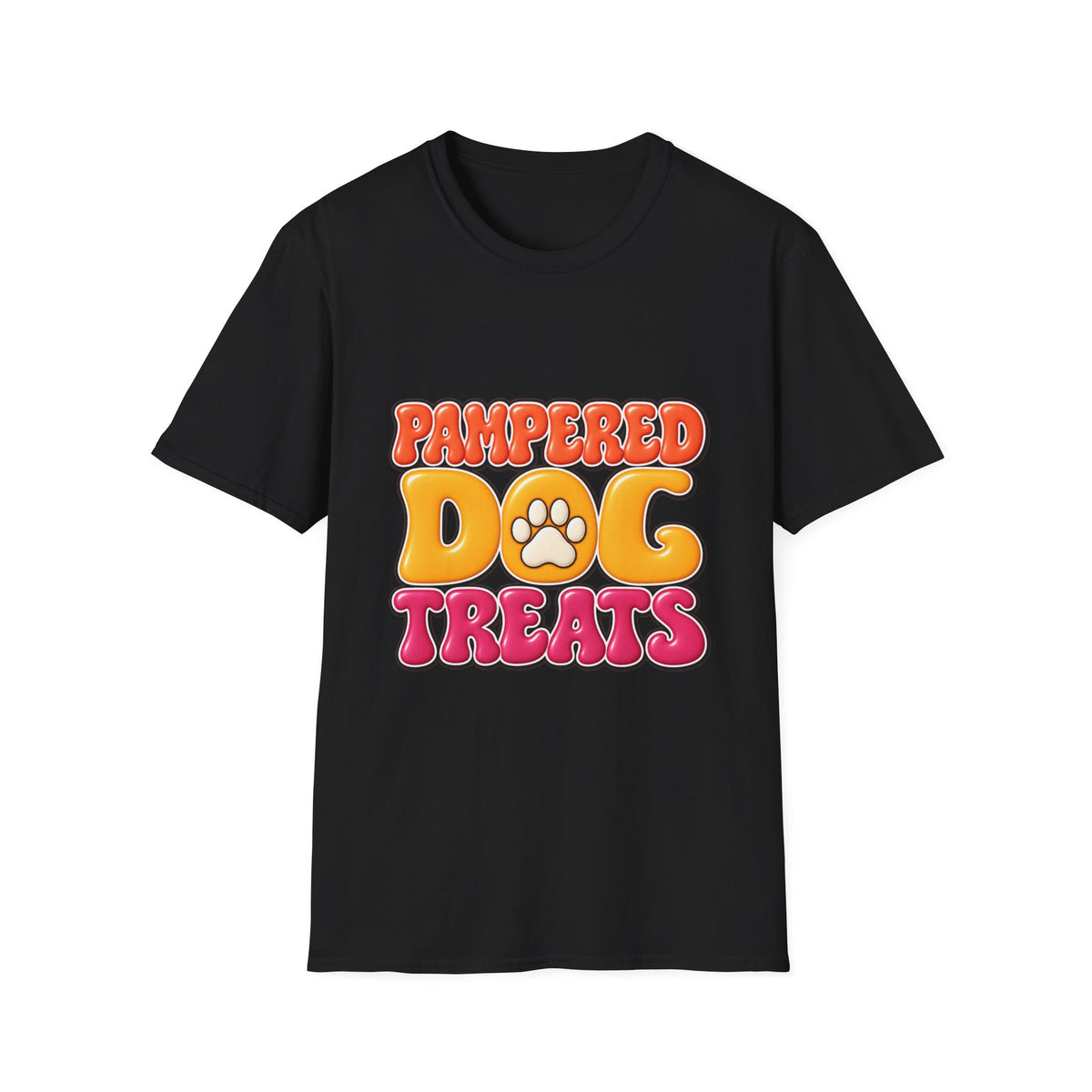 Pampered Dog Treats T-Shirt — Retro Paw Graphic