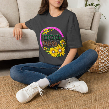 Dog Dad T‑Shirt — Floral Plaid Pet Lover Tee