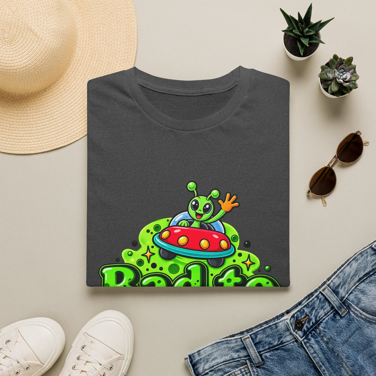 Bad to the Bone Alien T-Shirt — Cute UFO Cartoon Tee
