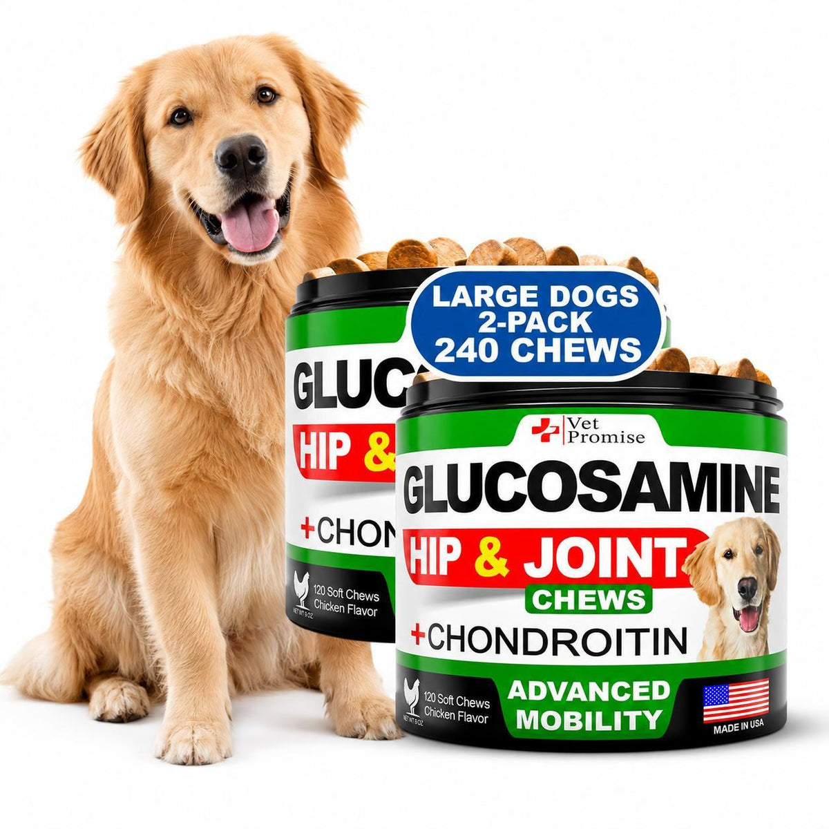 (2 Pack) Glucosamine Hip & Joint Chews for Dogs