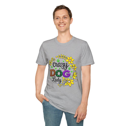 Crazy Dog Lady T-Shirt — Floral Paw Print Women's Tee