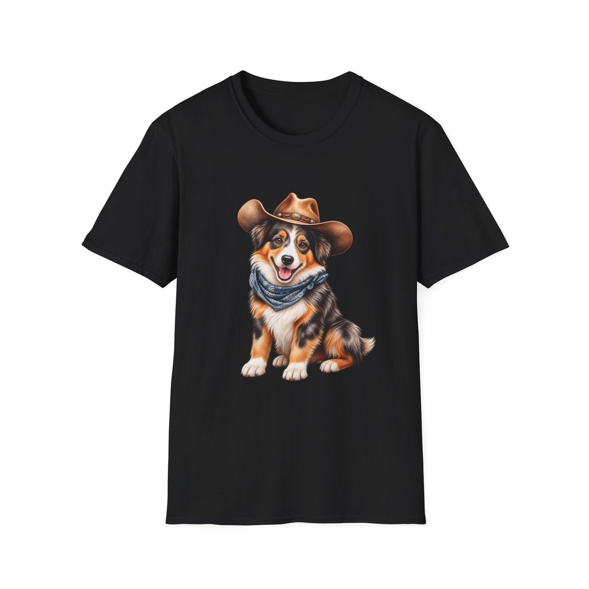 Cowboy Dog T-Shirt — Cute Australian Shepherd in Hat