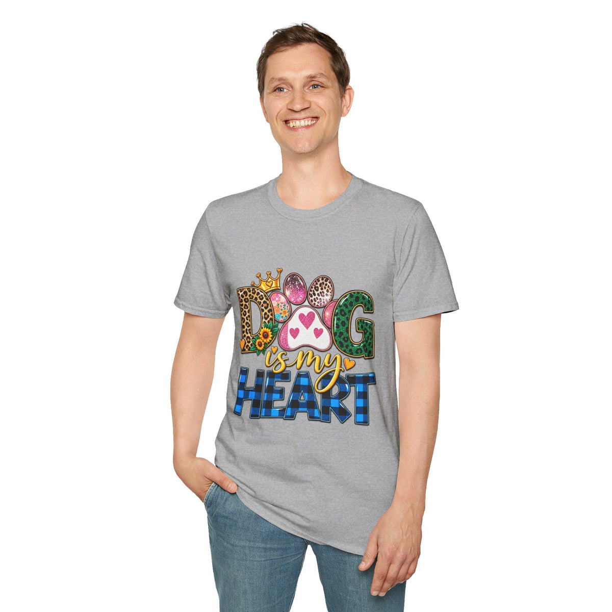 Dog Is My Heart T-Shirt — Colorful Paw Print