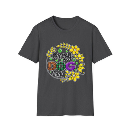 Crazy Dog Lady T-Shirt — Floral Paw Print Women's Tee