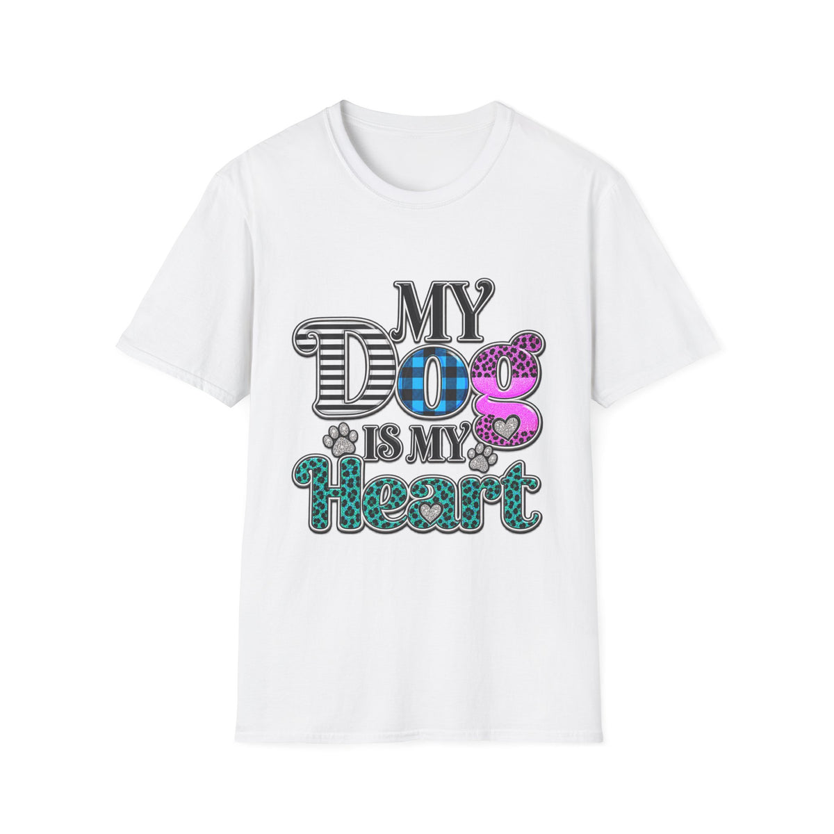My Dog Is My Heart T-Shirt — Colorful Plaid