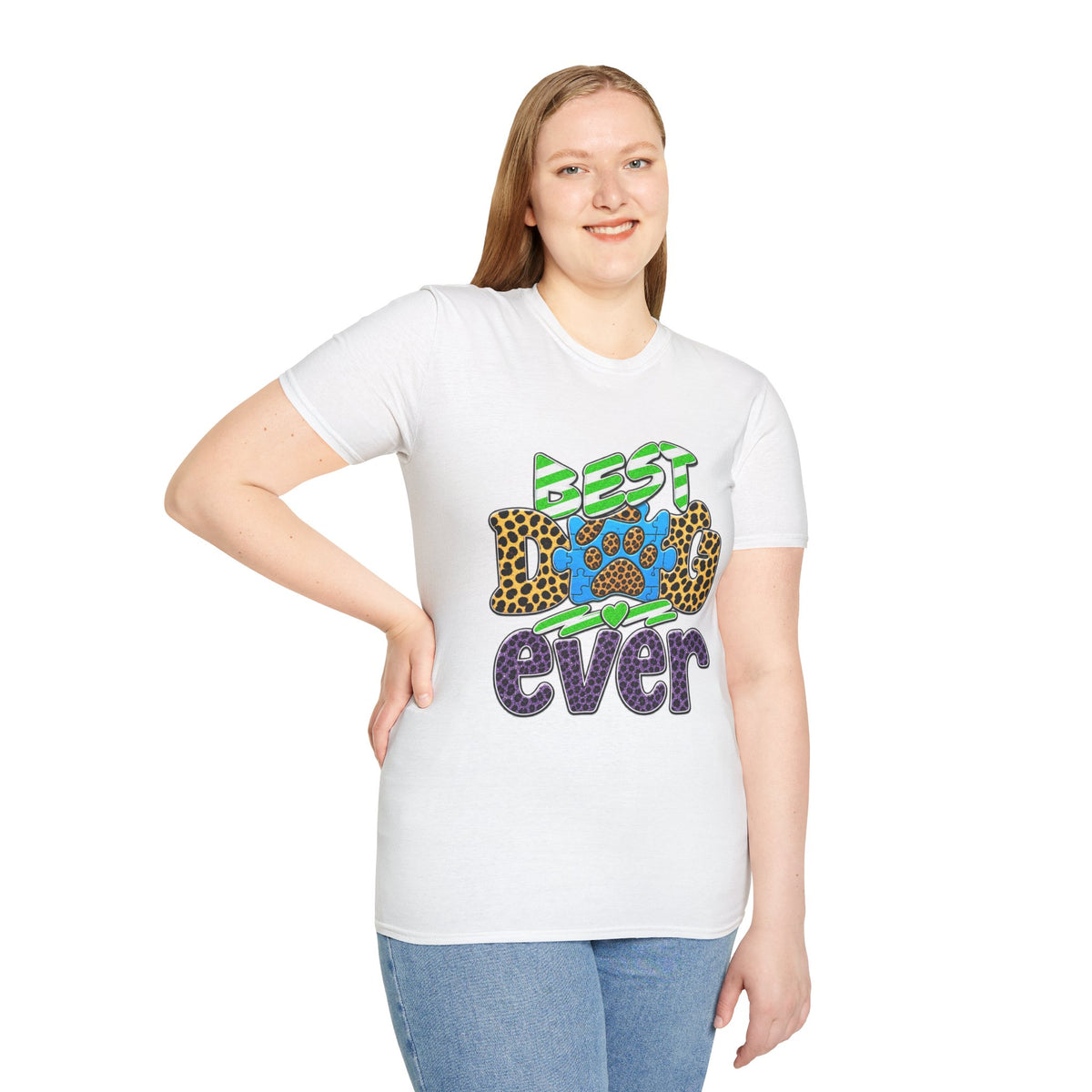 Best Dog Ever T-Shirt — Colorful Leopard & Paw Graphic
