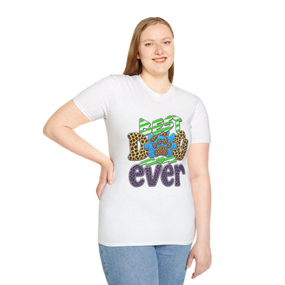 Best Dog Ever T-Shirt — Colorful Leopard & Paw Graphic