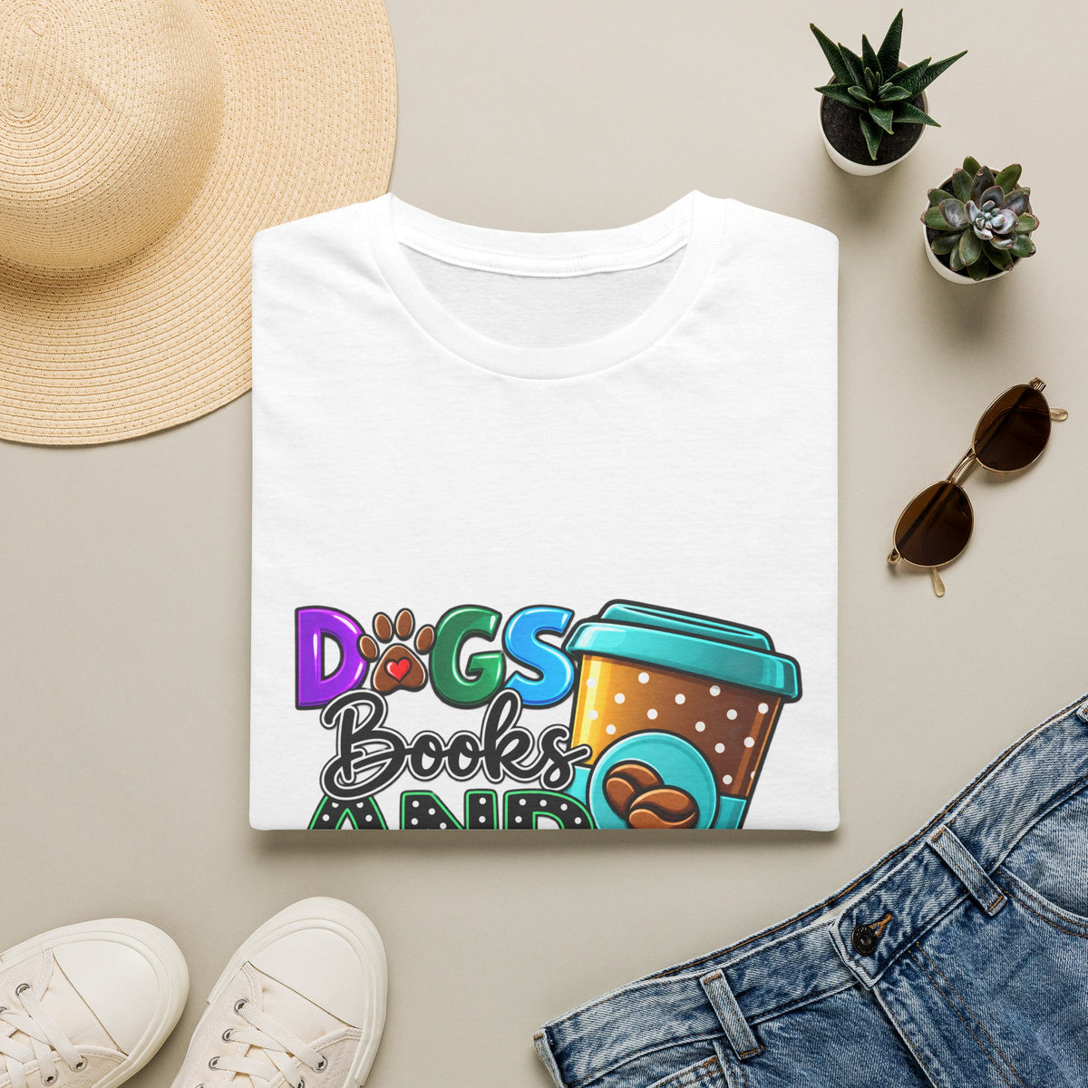Dogs Books and Coffee T-Shirt