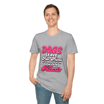 Dog Lover T-Shirt — "Dogs Leave Paw Prints Forever on Our Hearts" Graphic Tee