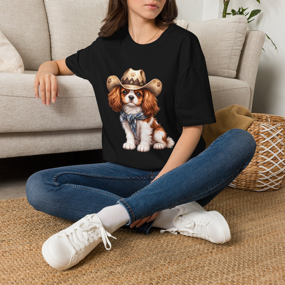 Cavalier King Charles Cowboy Dog T-Shirt