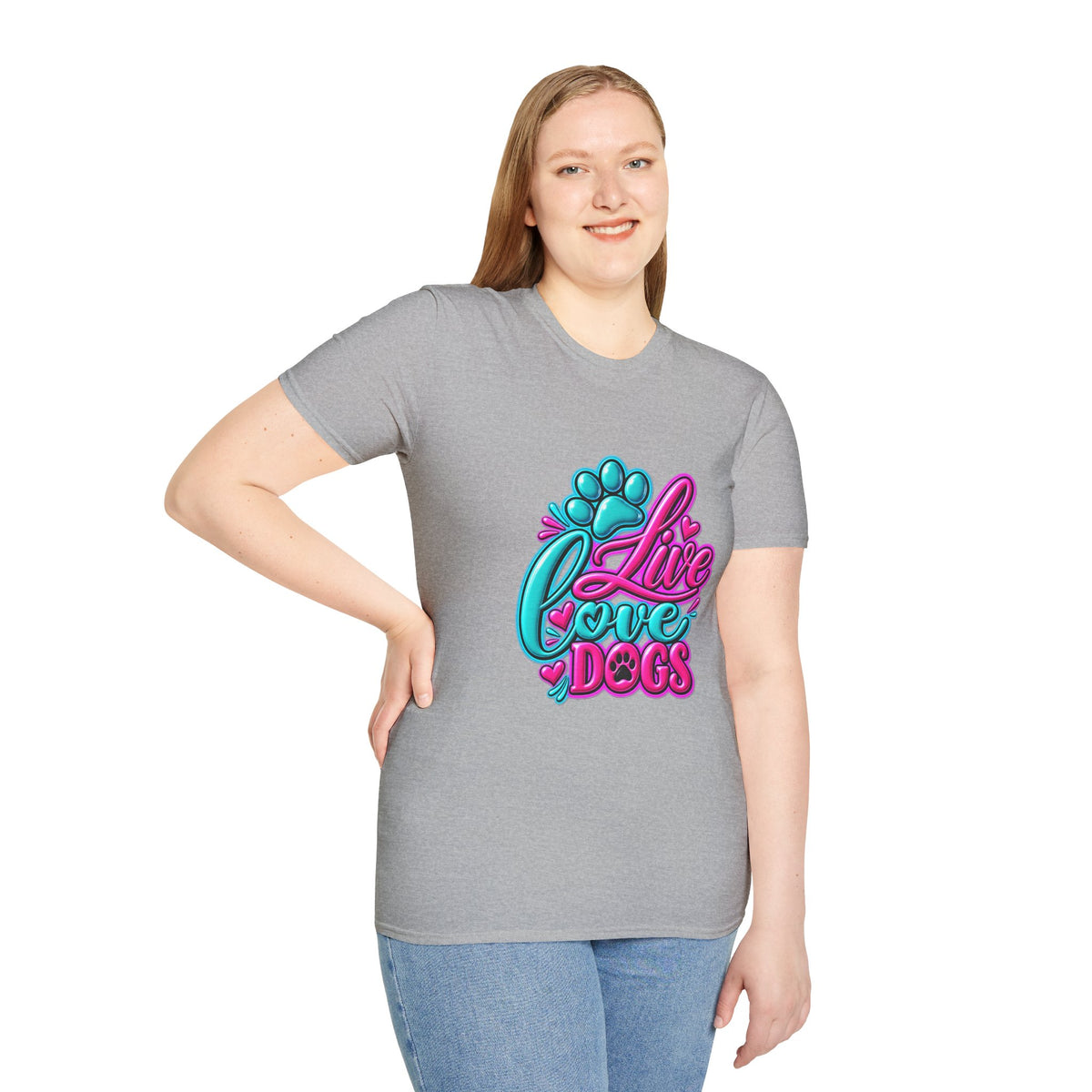 T-Shirt — Live Love Dogs Colorful Paw Graphic
