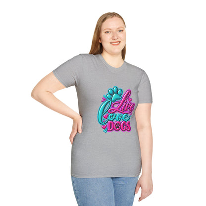 T-Shirt — Live Love Dogs Colorful Paw Graphic