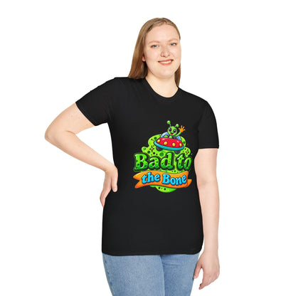 Bad to the Bone Alien T-Shirt — Cute UFO Cartoon Tee