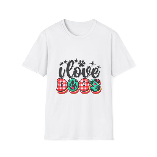 I Love Dogs T-Shirt — Cute Paw Print Graphic Tee for Dog Lovers
