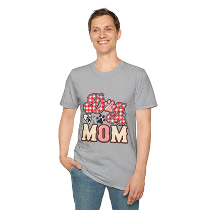Dog Mom T-Shirt — Red Gingham Paw Graphic Tee