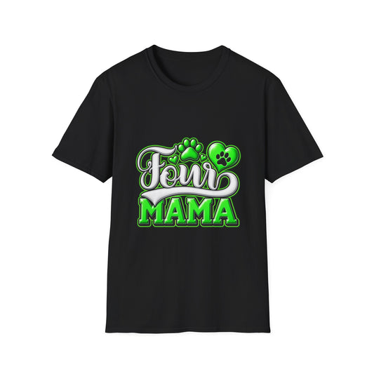 Dog Mama T-Shirt — "Fur Mama" Green Paw Print Tee