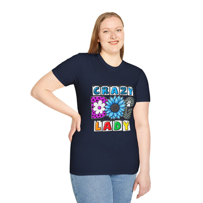 Crazy Dog Lady T-Shirt — Colorful Floral Typography