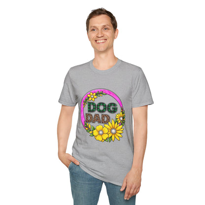 Dog Dad T‑Shirt — Floral Plaid Pet Lover Tee