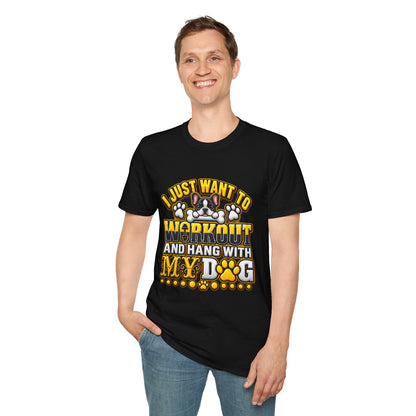 Workout & Hang With My Dog T-Shirt — Funny Dog Lover Fitness Tee