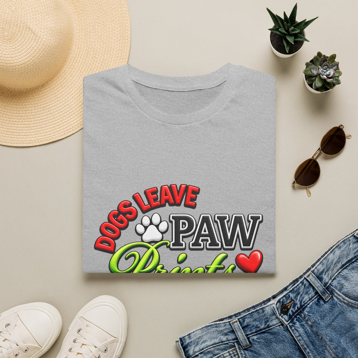Dogs Leave Paw Prints T-Shirt — "Paw Prints Forever on Our Hearts" Memorial Tee