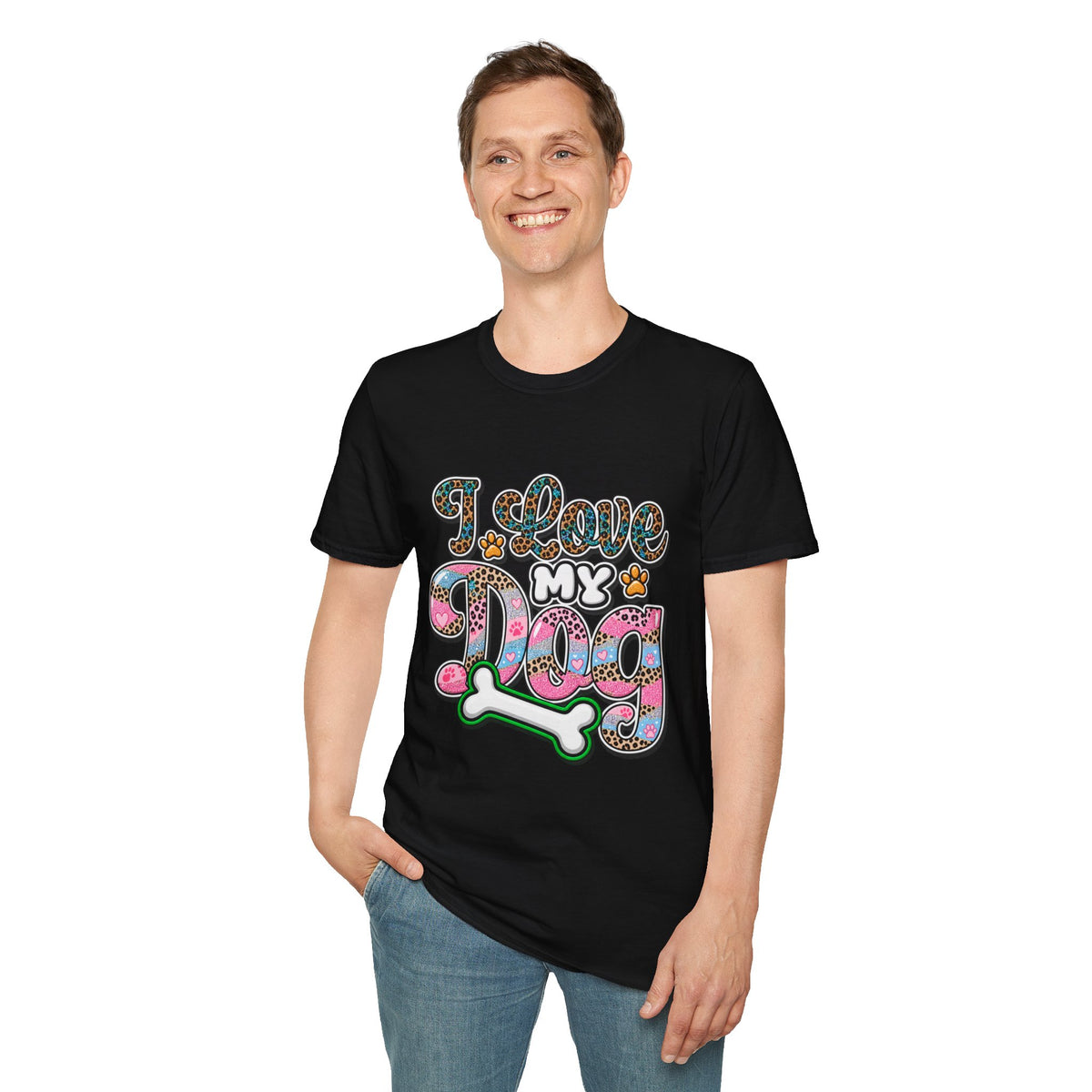 I Love My Dog T-Shirt — Colorful Paw