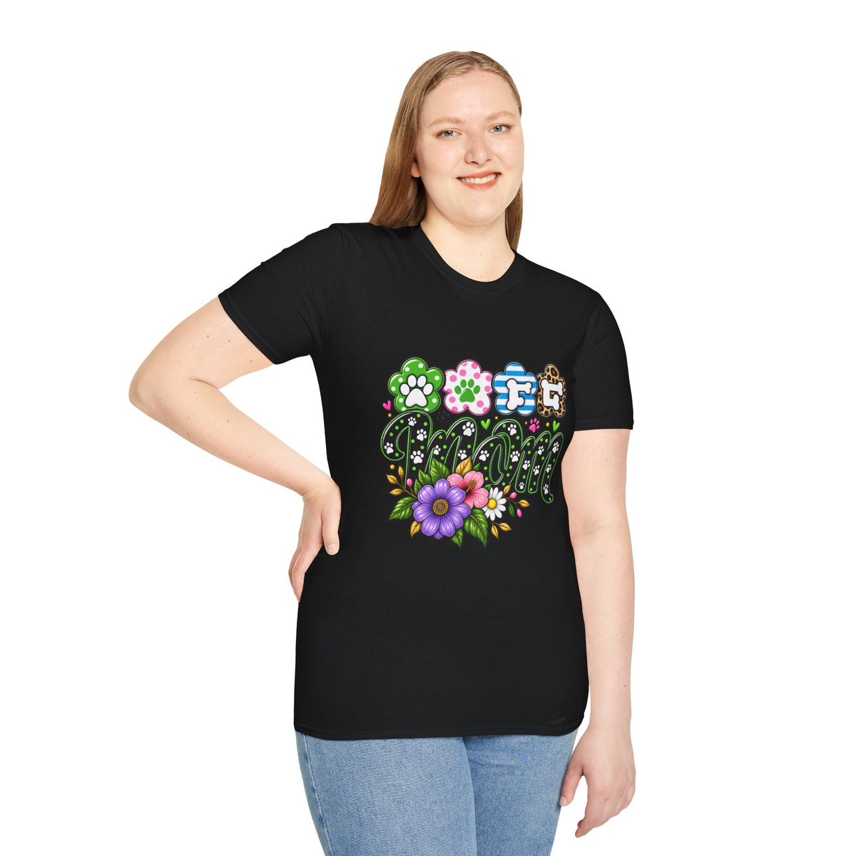 Mom Paw Print Floral T-Shirt  Mother’s Day Pet Lover Tee