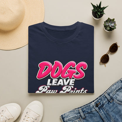 Dog Lover T-Shirt — "Dogs Leave Paw Prints Forever on Our Hearts" Graphic Tee