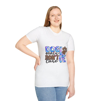 Dog Mom T-Shirt - "Dog Hair Don’t Care" Leopard Paw Graphic