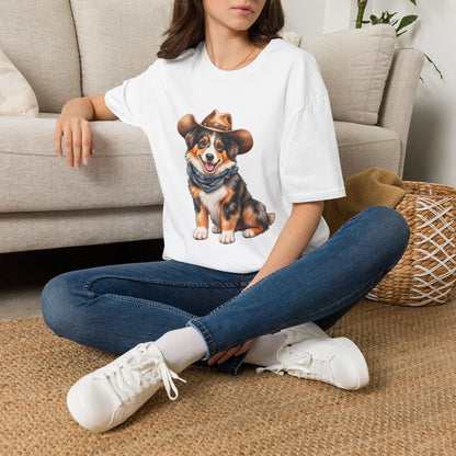 Cowboy Dog T-Shirt — Cute Australian Shepherd in Hat