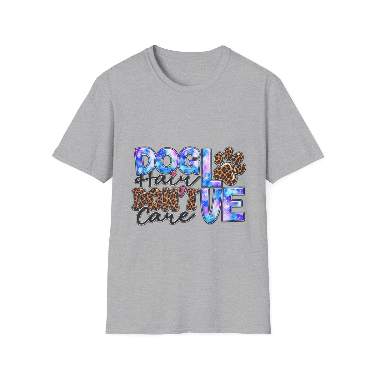 Dog Mom T-Shirt - "Dog Hair Don’t Care" Leopard Paw Graphic