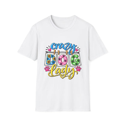 Crazy Dog Lady T-Shirt — Cute Floral & Paw Print Design