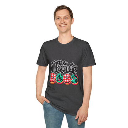 I Love Dogs T-Shirt — Cute Paw Print Graphic Tee for Dog Lovers