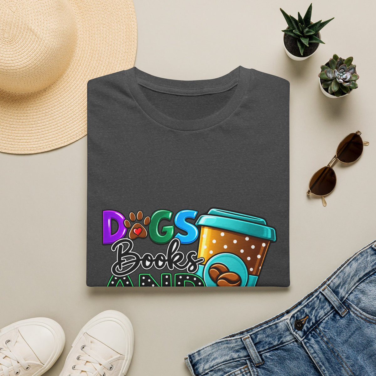 Dogs Books and Coffee T-Shirt