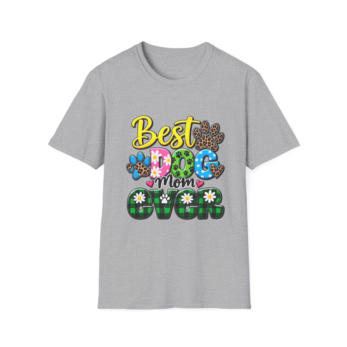 Best Dog Mom Ever T-Shirt — Colorful Paw Print