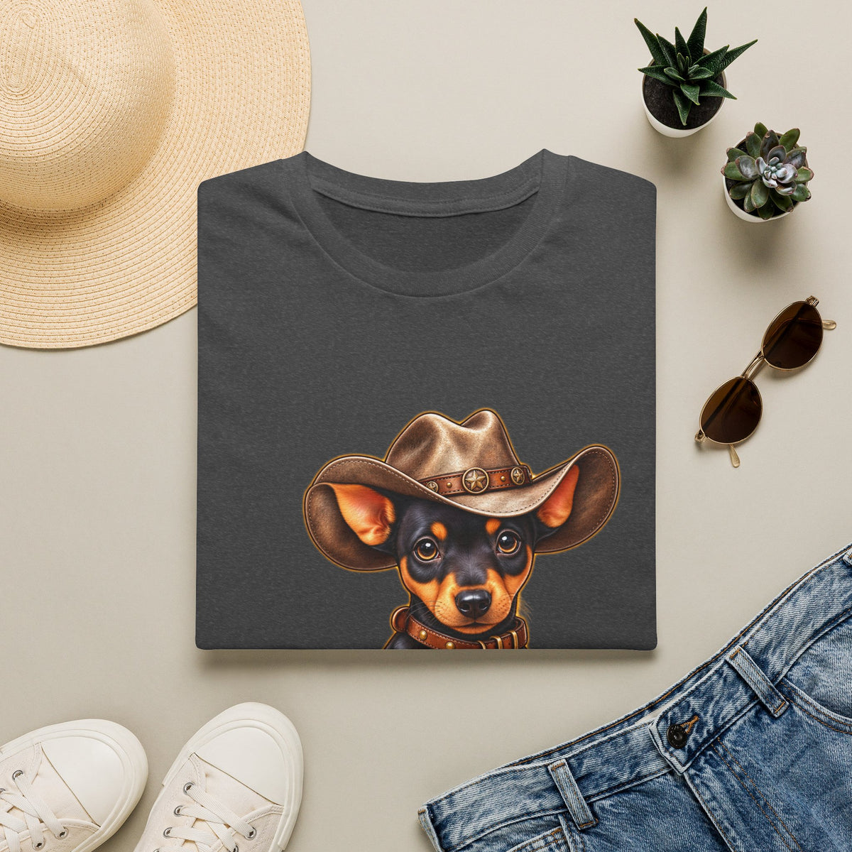 Cowboy Pup T‑Shirt  Cute Dachshund in Western Hat