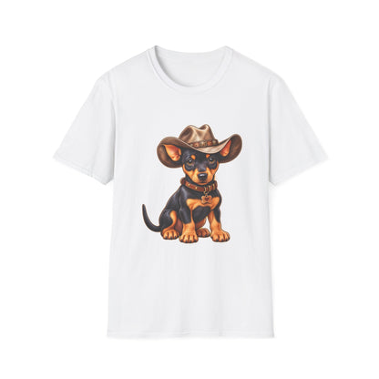 Cowboy Pup T‑Shirt  Cute Dachshund in Western Hat