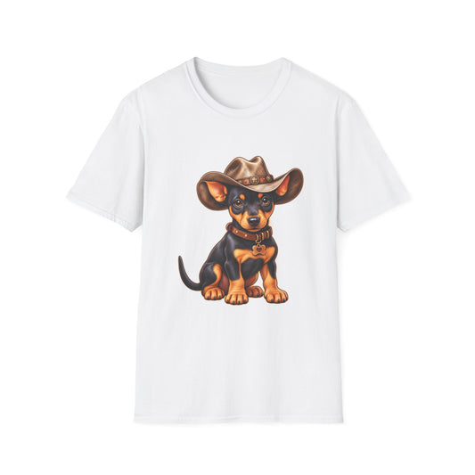Cowboy Pup T‑Shirt  Cute Dachshund in Western Hat