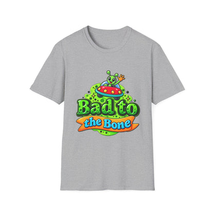 Bad to the Bone Alien T-Shirt — Cute UFO Cartoon Tee